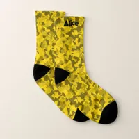 Monogram Name on Yellow Camouflage | Socks