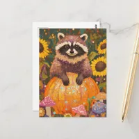 Cute Autumn Raccoon Postcard