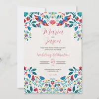 Mexican Otomi Tenangos Romantic Elegant Wedding Invitation
