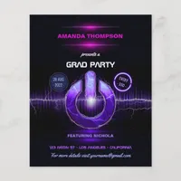 Neon DJ Music Graduation Party Invitation Flyer