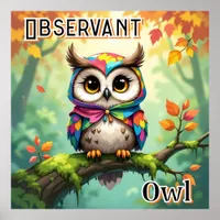 Observant Owl | Cute Cartoon Kid's Nursery Art Poster