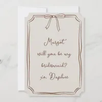 Be my bridesmaid? Brown and Taupe Neutral Invitation