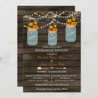 Barnwood,mason jar Fall rehearsal dinner invites