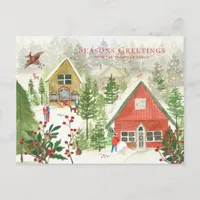 Traditional Christmas Forest Painting Holiday Postcard