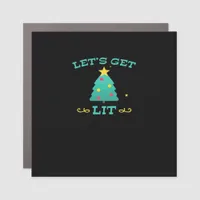 Let's Get Lit Funny Drunk Drinking Christmas Tree  Car Magnet