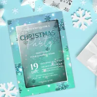 Teal Winter Wonderland Business Christmas Party Invitation