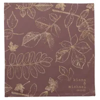 Golden Leaf Pattern Wedding Gold/Burgundy ID655 Cloth Napkin