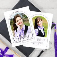 Modern Typography Arch Purple 2 Photo Grad Announcement