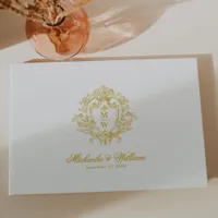 Vintage Regency Monogram Crest Wedding Guest Book