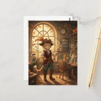 Cat Pirate Serves Coffee  Postcard