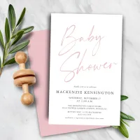 Budget Pastel Blush Pink Simple Script Baby Shower