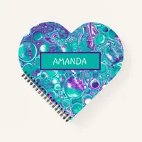 Personalized Purple and teal marble fluid art  Notebook
