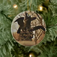 Eagles and Prey Sculpture in NYC Central Park Ceramic Ornament