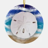 Seas & Greetings | Sand Dollars and Ocean Waves Ceramic Ornament