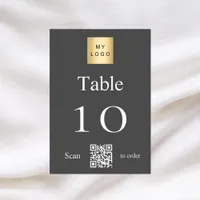 Grey white business logo QR code table number