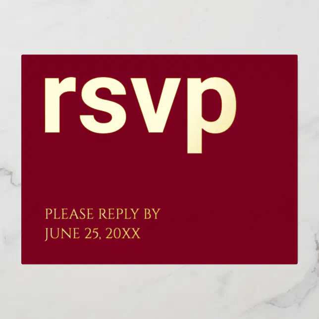 Foil RSVP Burgundy Stylish Meal Choices Postcard