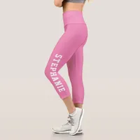 Personalized Name Custom Pink Capri Leggings