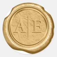 Faux Wax Wedding Initials Dark Gold ID867 Classic Round Sticker