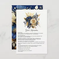 Navy Blue and Gold Floral Wedding Guest Details Enclosure Card