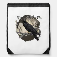 F-Caw-F Funny Raven Pun Gothic Crow Humor Retro Cl Drawstring Bag