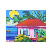 Pink Beach house Tropical Art