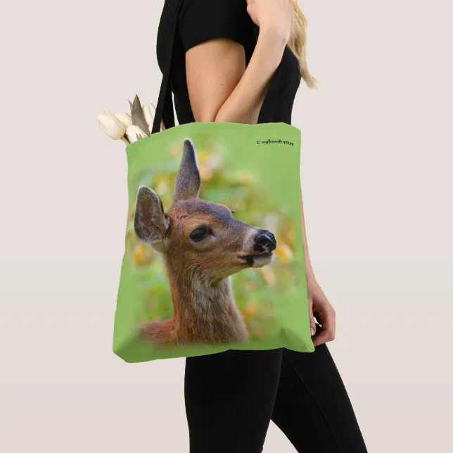 Vignetted Portrait of Smiling Blacktail Deer Fawn  Tote Bag