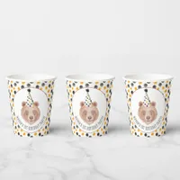 Bear Birthday Party Paper Cups – Watercolor Teddy 