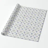 Blue Cottagecore Wildflowers Botanical Print  Wrapping Paper