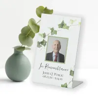 Green Ivy Vine Watercolor Celebration of Life Pedestal Sign