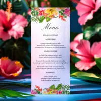 Tropical Hibiscus Floral Palms Wedding Menu