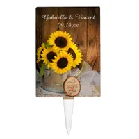 Sunflowers Garden Watering Can Barn Wedding Cake Topper