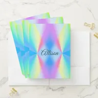 Modern iridescent pastel rainbow colored  pocket folder