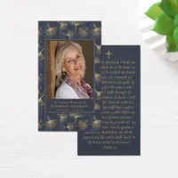 Blue Floral Photo Memorial Prayer Card