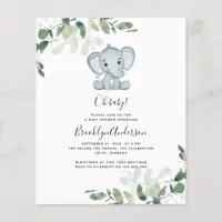 BUDGET Elephant Eucalyptus Baby Shower Invitation