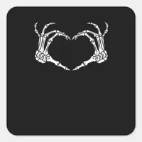 Skeleton Hand Heart Halloween Design Aesthetic Square Sticker