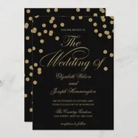 Black Gold Glitter Confetti Elegant Wedding Invitation