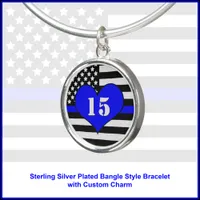 [Thin Blue Line] Service Anniversary or Monogram Bangle Bracelet