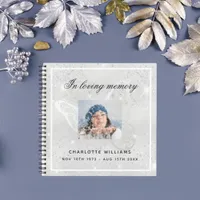 Guest book memorial funeral silver butterfly photo