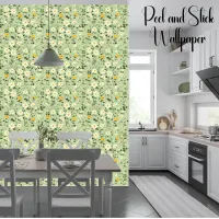 Dainty Flowers White Yellow Meadow Peel And Stick Wallpaper