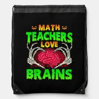 Math Teachers Brains Skeleton Hand Heart Halloween Drawstring Bag