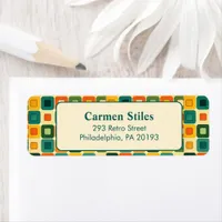 '70s Colorful Square Pattern Return Address Label