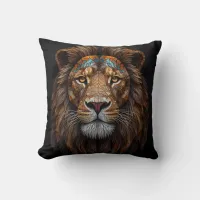 Majestic Mosaic Lion Head Throw Pillow