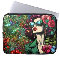 Pretty Woman in Flower Garden Laptop Sleeve