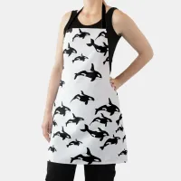 Orca Killer Whale Black and White Sea Life Print Apron