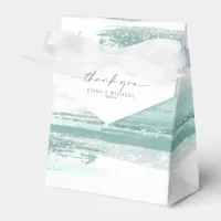 Abstract Paint Stroke Wedding Thank You Teal ID886 Favor Boxes