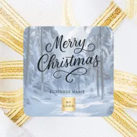 Christmas wintee wonderland snow business logo square sticker