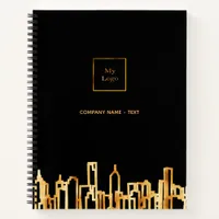 Logo gold city skyline black business real estate notebook