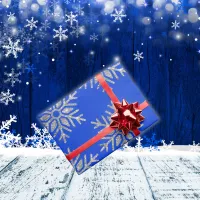 Silver Snowflake on Blue Christmas | Wrapping Paper