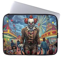 Spooky Clown at Carnival Comic Style Laptop Sleeve