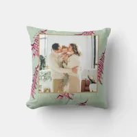 Sage red Pagoda Merry Christmas Tree 1-Photo  Throw Pillow